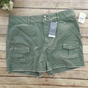 Wit & Wisdom Absolution Frayed High Rise Green Shorts Size 14 NWT